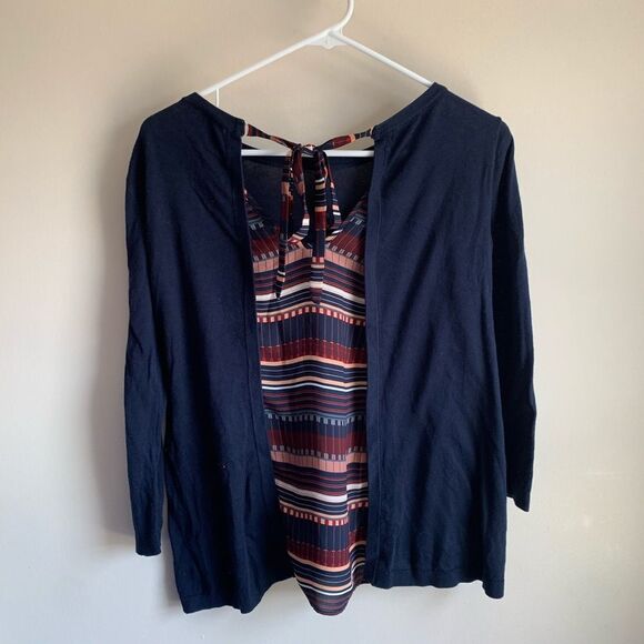 Loft Mixed Media Tie Back Lightweight Sweater NWT - Picture 3 of 5